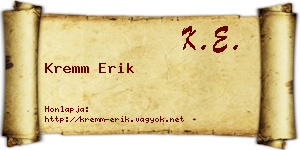 Kremm Erik névjegykártya